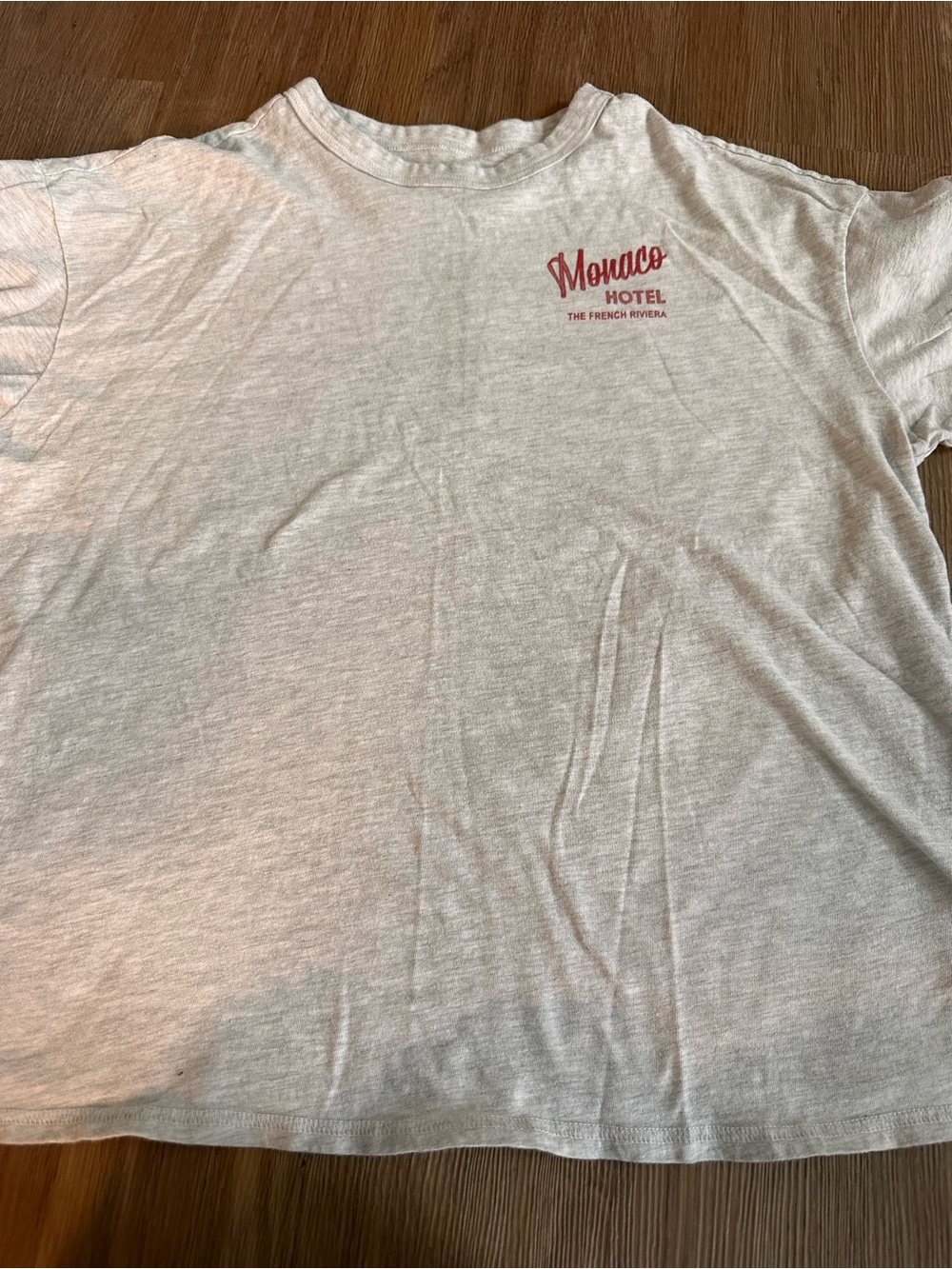 Old Navy Cream Short Sleeve Tee with Red Monaco Hotel Logo